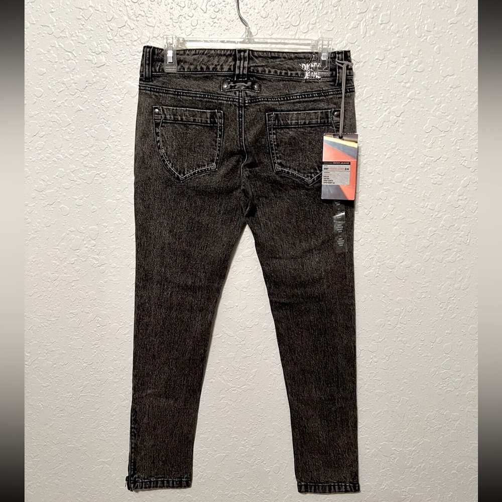 NWT Y2K DKNY Jeans Womens Sz 27 Black Skinny Acid Washed Denim Ankle Zip LowRise - Picture 7 of 12